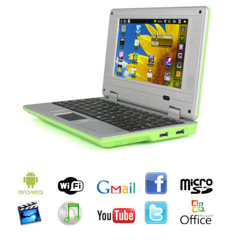 FREE POSTAGE& NO IMPORT DUTIES GREEN 7inch 8650 Mini Netbook Notebook Laptop WiFi Google Android 2.2
