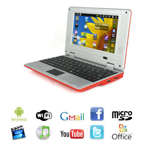 FREE POSTAGE & NO IMPORT DUTIES RED 7inch 8650 Mini Netbook Notebook Laptop WiFi Google Android 2.2