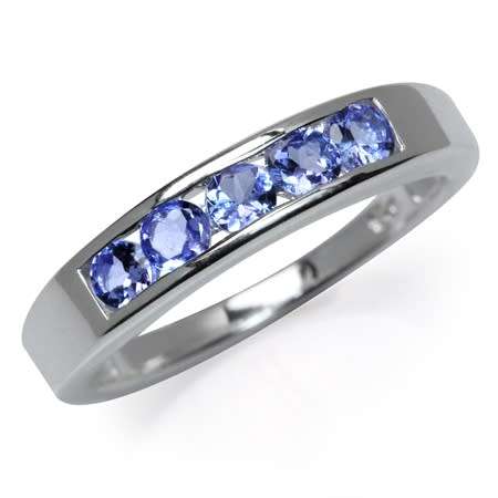 Sterling silver ring - NATURAL TANZANITE - size 9 / R half