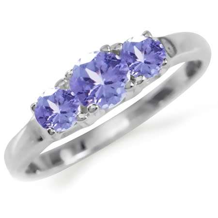 Sterling silver ring - NATURAL TANZANITE - size 9.5 / S half