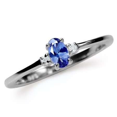 Sterling silver ring - NATURAL TANZANITE and TOPAZ - size 9 / R half