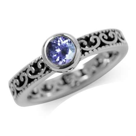 Sterling silver ring - NATURAL TANZANITE - size 8 / Q