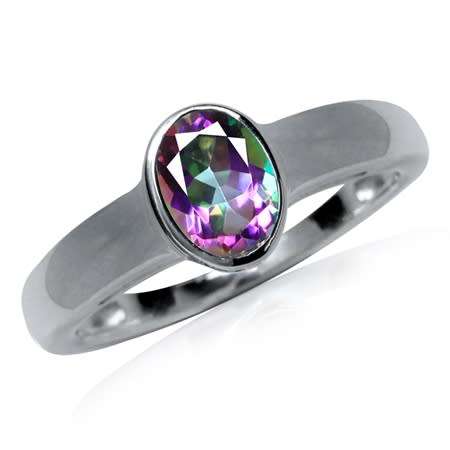 Sterling silver ring - NATURAL MYSTIC TOPAZ - size 7 / O