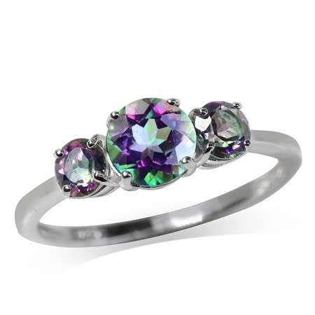 Sterling silver ring - NATURAL MYSTIC TOPAZ - size 9 / R half