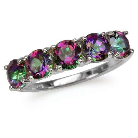 Sterling silver ring - NATURAL MYSTIC TOPAZ - size 9 / R half