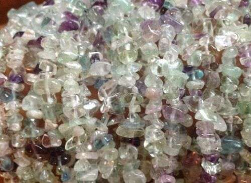 Natural RAINBOW FLUORITE chipstrand +-90cm