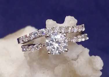 Sterling silver ring - Sparkling CUBIC ZIRCONIA 2-piece set - size 6 / M