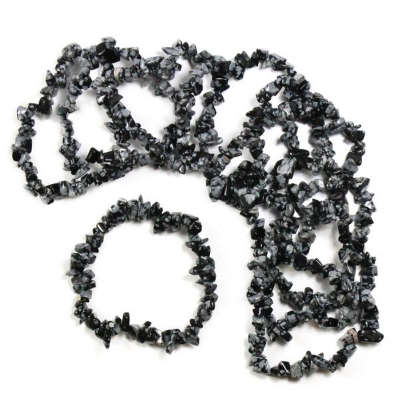 Natural chipstrand bracelet - SNOWFLAKE OBSIDIAN