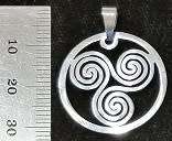 STAINLESS STEEL Pendant - Triskelion (triple spiral)