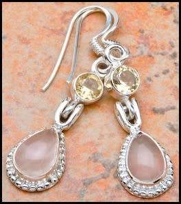 Sterling silver earrings - ROSE QUARTZ and CITRINE