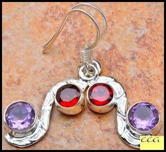 Sterling silver earrings - GARNET and AMETHYST