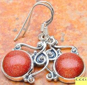 Sterling silver earrings - GOLDSTONE (manmade)