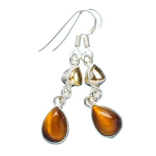 Sterling silver earrings - TIGER EYE and CITRINE