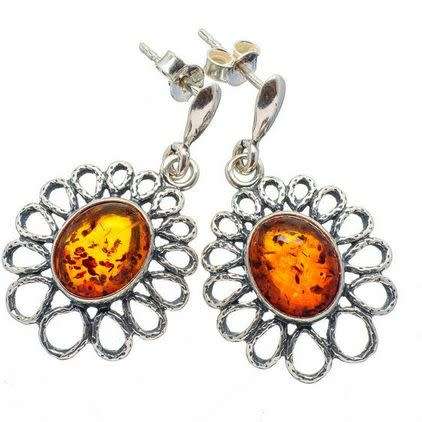 Sterling silver earrings - BALTIC AMBER