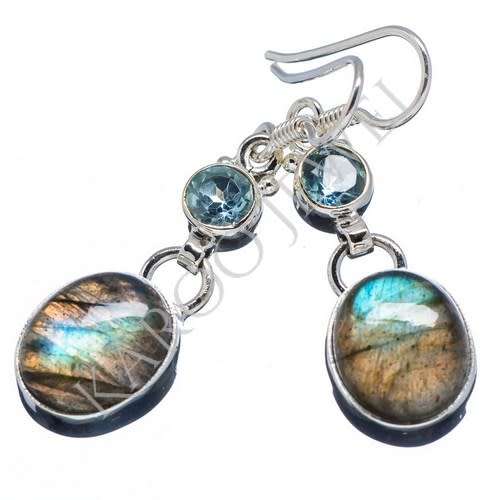 Sterling silver earrings - LABRADORITE and BLUE TOPAZ