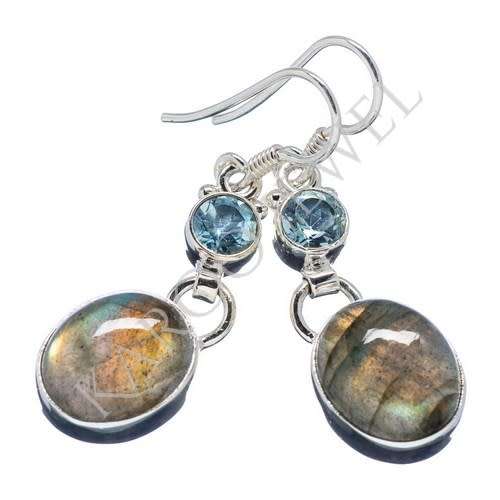 Sterling silver earrings - LABRADORITE and BLUE TOPAZ