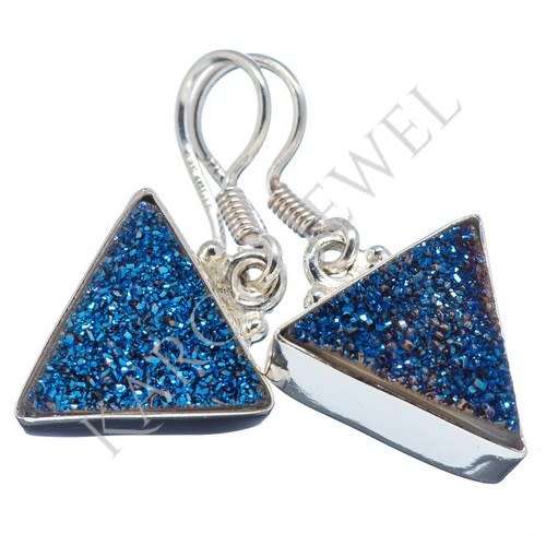 Sterling silver earrings - TITANIUM DRUZY