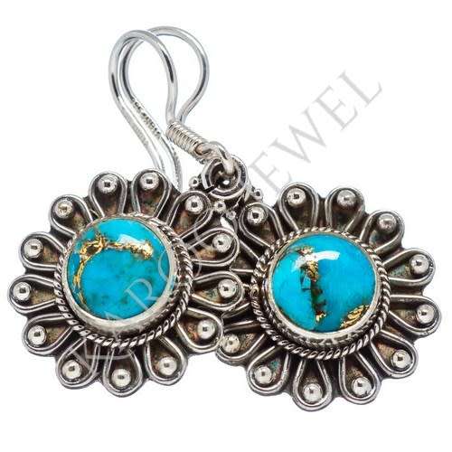 Sterling silver earrings - BLUE COPPER TURQUOISE