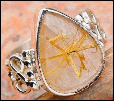 Sterling silver ring - RUTILATED QUARTZ (size 6 / M)