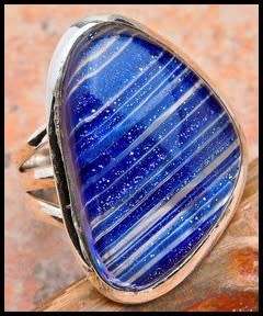 Sterling silver ring - DICHROIC GLASS (size 5 / J half)