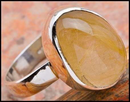 Sterling silver ring - RUTILATED QUARTZ (size 8.5 / Q half)