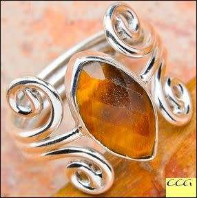 Sterling silver ring - TIGER EYE (size 7 / O)