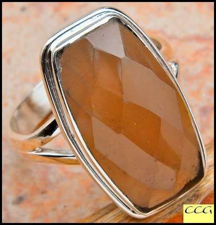 Sterling silver ring - SMOKY QUARTZ (size 8 / Q)