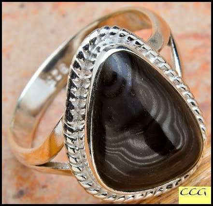 Sterling silver ring - PSILOMELANE (size 9.5 / S half)