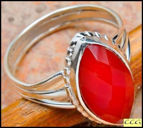 Sterling silver ring - CARNELIAN (size 10 / T half)