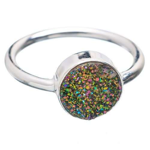 Sterling silver ring - TITANIUM DRUZY (size 9 / R half)
