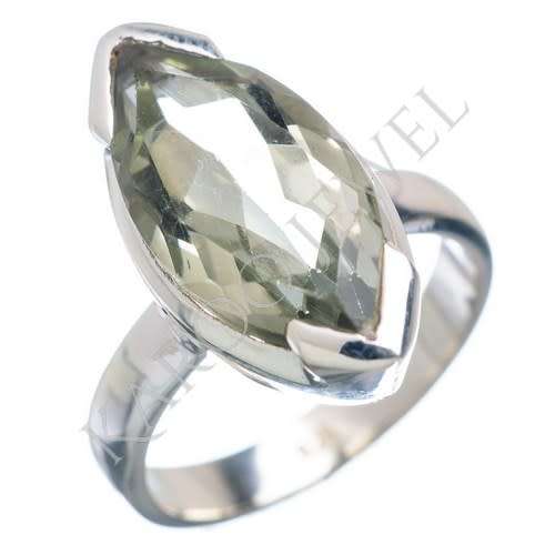 Sterling silver ring - PRASIOLITE (size 6.5 / N)