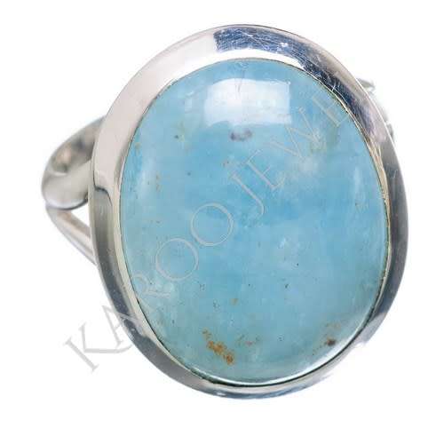 Sterling silver ring - BERYL / AQUAMARINE (size 7.5 / P)