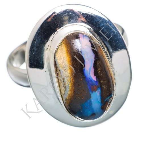 Sterling silver ring - BOULDER OPAL (size 9 / R half)