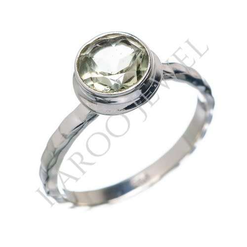 Sterling silver ring - PRASIOLITE (size 7 / O)