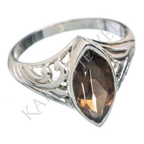 Sterling silver ring - SMOKY QUARTZ (size 9 / R half)