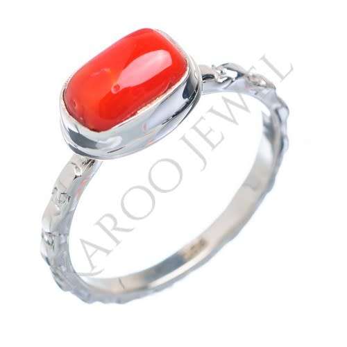 Sterling silver ring - CORAL (size 7 / O)