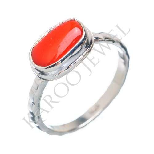 Sterling silver ring - CORAL (size 7 / O)