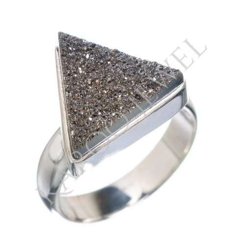 Sterling silver ring - HEMATITE DRUZY (size 5.5 / L)
