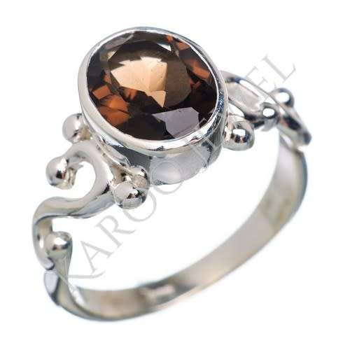 Sterling silver ring - SMOKY QUARTZ (size 8 / Q)