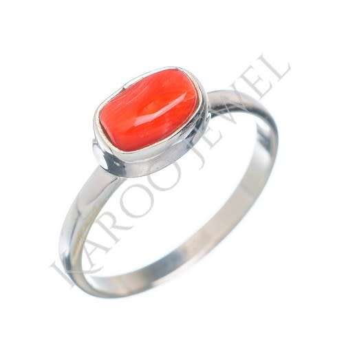 Sterling silver ring - CORAL (size 6 / M)