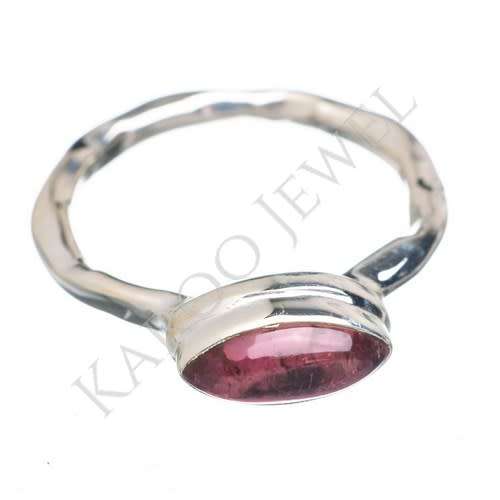 Sterling silver ring - PINK TOURMALINE (size 6.5 / N)