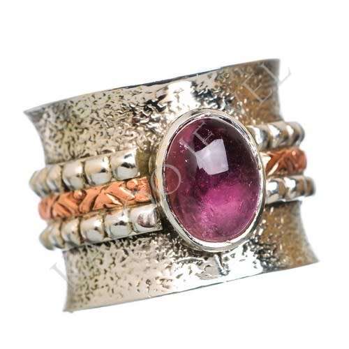 Sterling silver ring - PINK TOURMALINE (size 6.5 / N)