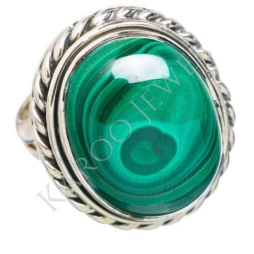 Sterling silver ring - MALACHITE (size 6 / M)