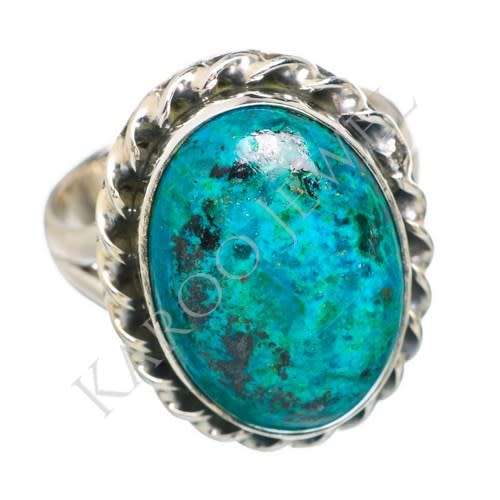 Sterling silver ring - CHRYSOCOLLA (size 7 / O)