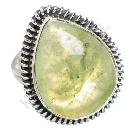 Sterling silver ring - PREHNITE (size 7 / O)
