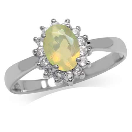 Sterling Silver ring - Natural ETHIOPIAN OPAL and TOPAZ (size 8 / Q)