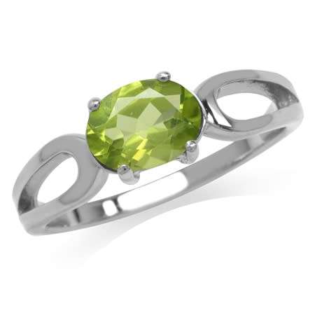 Sterling Silver ring - Natural PERIDOT (size 7 / O)