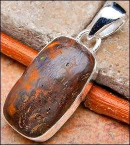 Sterling silver pendant - BOULDER OPAL