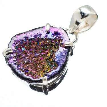 Sterling silver pendant - TITANIUM DRUZY