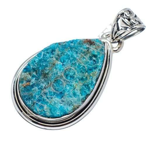 Sterling silver pendant - APATITE (raw)